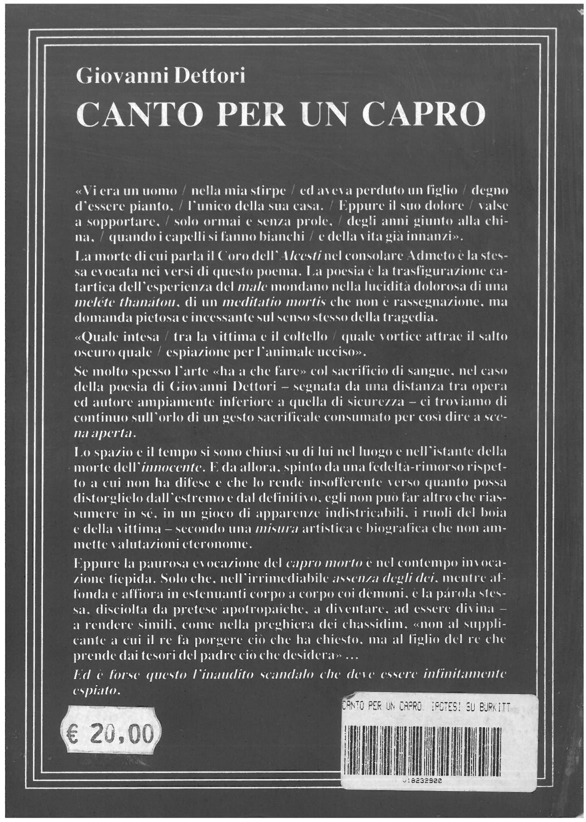 Dettori G. - CANTO PER UN CAPRO