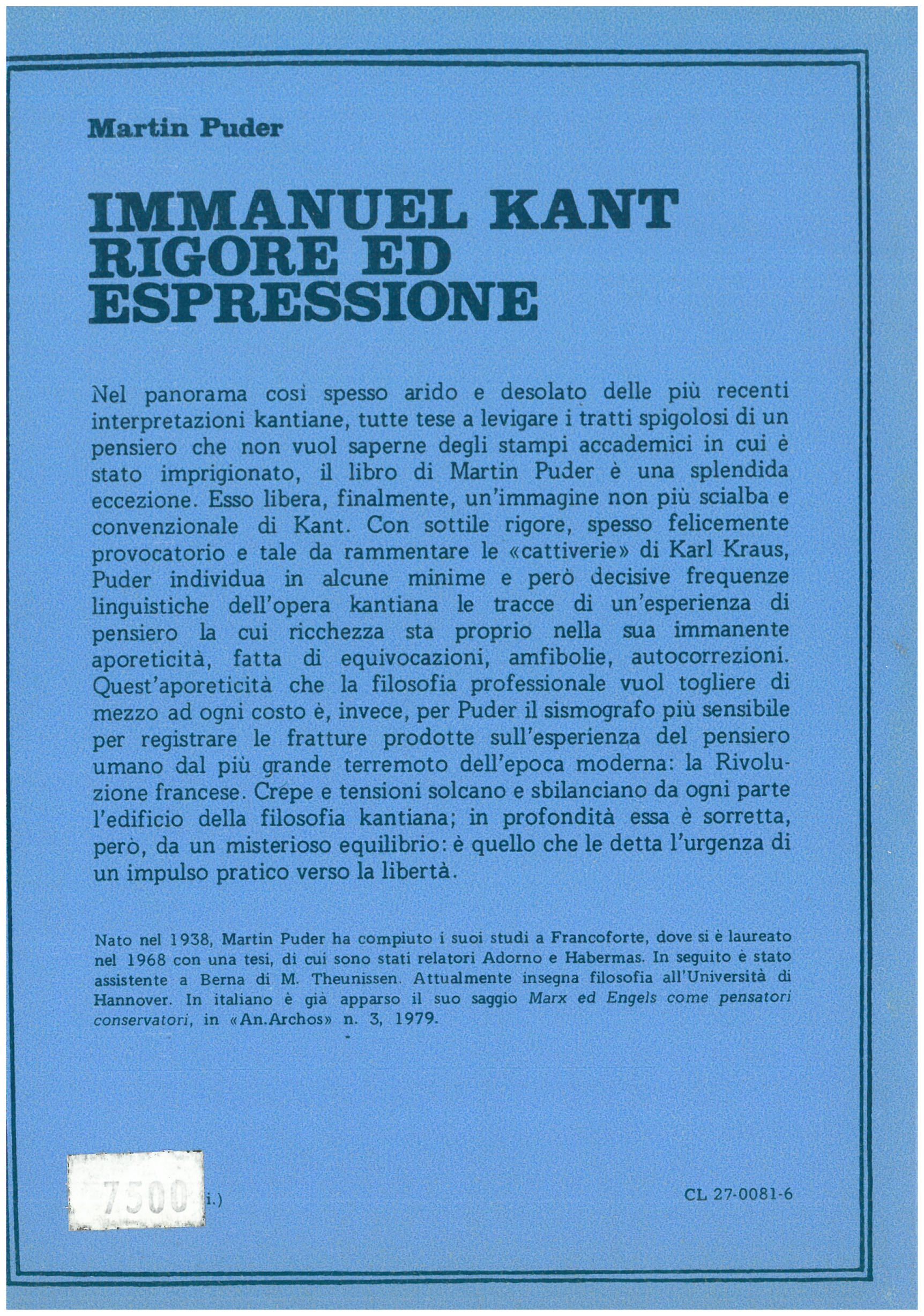 Puder M. - IMMANUEL KANT RIGORE ED ESPRESSIONE