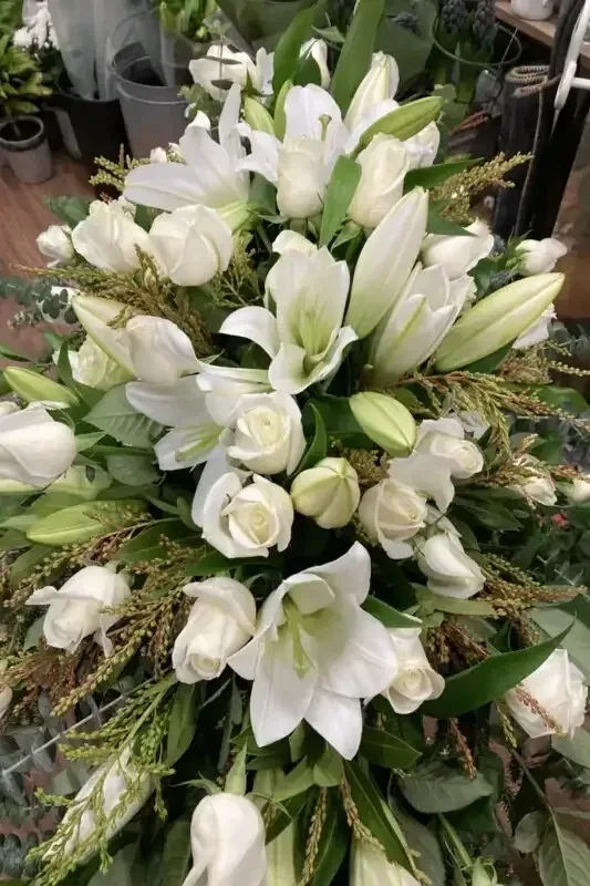 Classic White Casket Spray