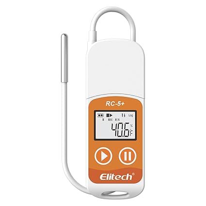 Elitech RC-5+ TE Digital PDF Registrador de datos de temperatura (sensor externo extra)