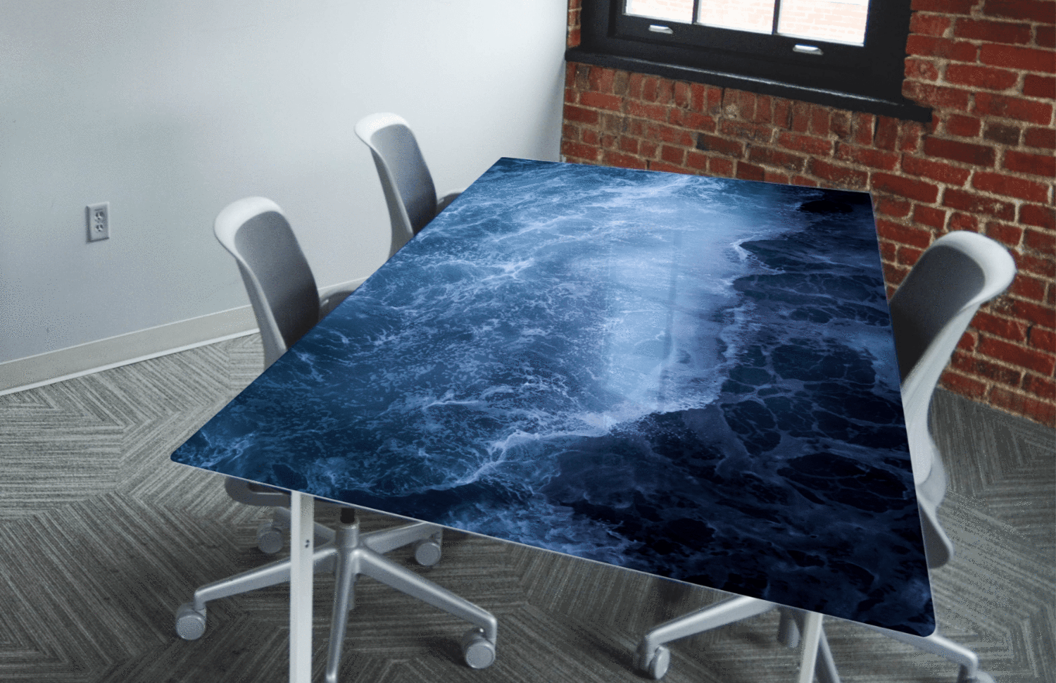 Ocean Wave Table Skin-Table Wrap - Custom Tablecloths - We make any size. |  Customvinyltablecloths.com