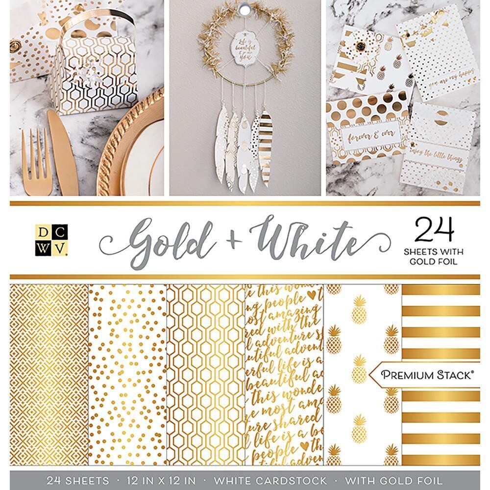 STACK 12X12 GOLD WHITE FOIL