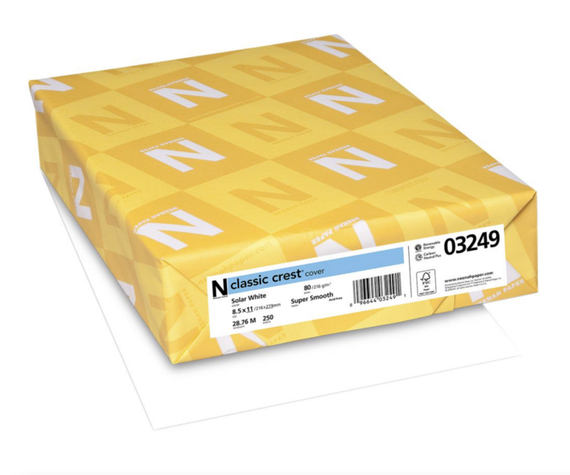 PAPEL NEENAH SOLAR WHITE DE 80LBS SUPER SUAVE  (25 HOJAS)