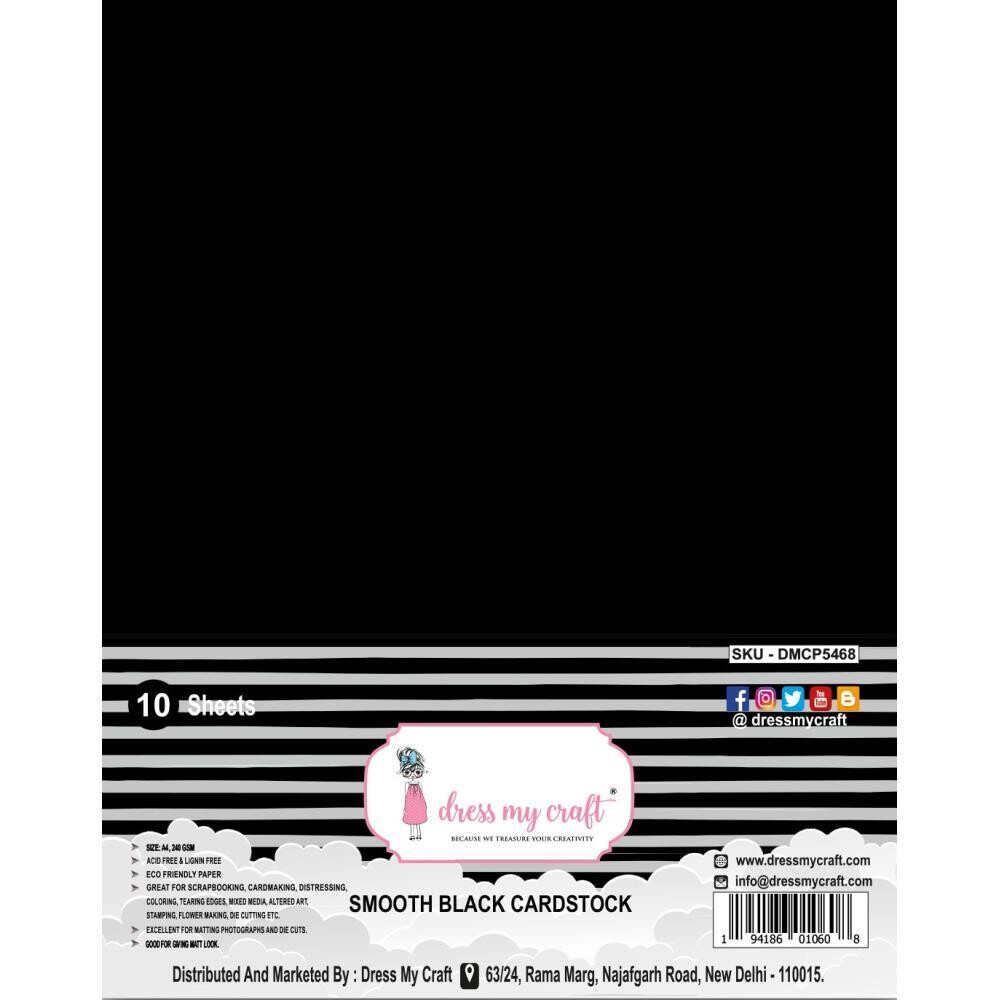 SMOOTH CARDSTOCK 240 GRMS. NEGRO (10 HOJAS)TAMAÑO CARTA
