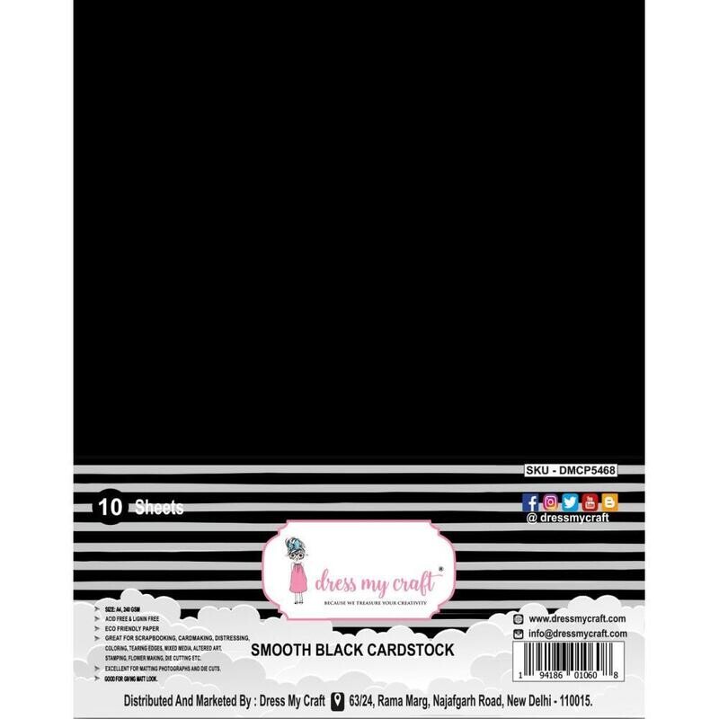 SMOOTH CARDSTOCK 240 GRMS. NEGRO (10 HOJAS)TAMAÑO CARTA