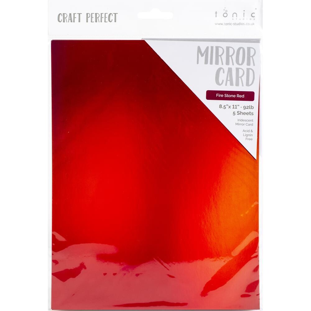 Cartón de espejo iridiscente perfecto artesanal 8.5&quot;X11&quot; 5/Pkg ROJO PIEDRA DE FUEGO