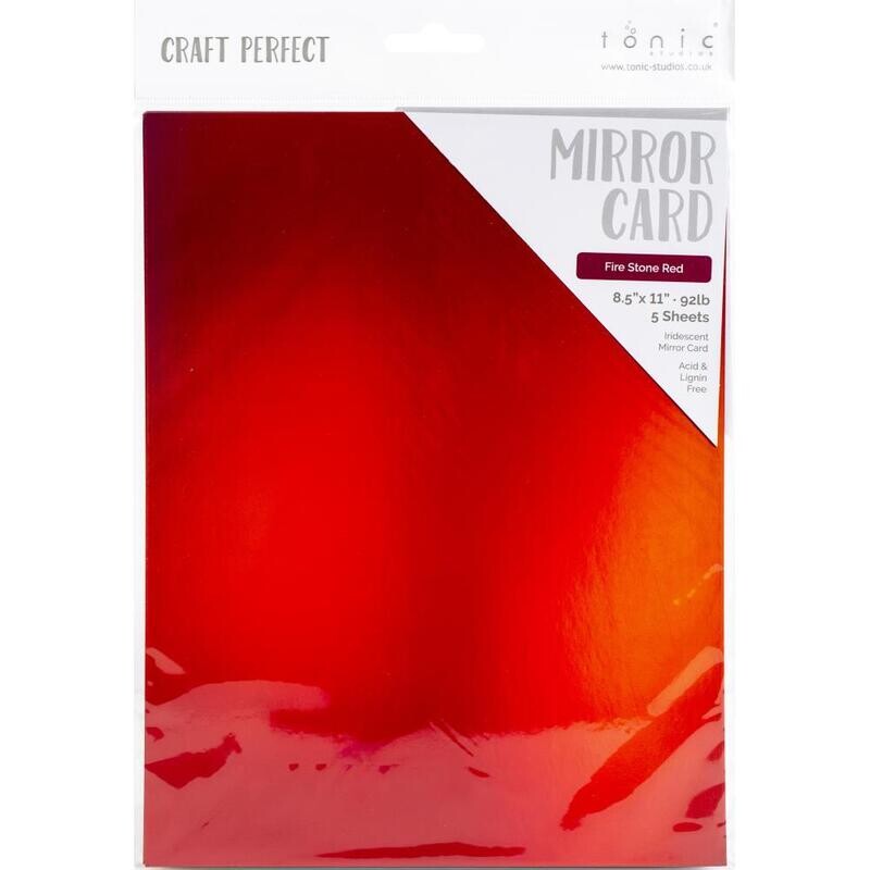 Cartón de espejo iridiscente perfecto artesanal 8.5&quot;X11&quot; 5/Pkg ROJO PIEDRA DE FUEGO