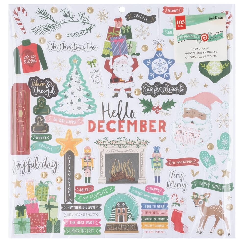 PEPPERMINT KISSES CALCOMANÍAS DE FOMY CON GOLD FOIL