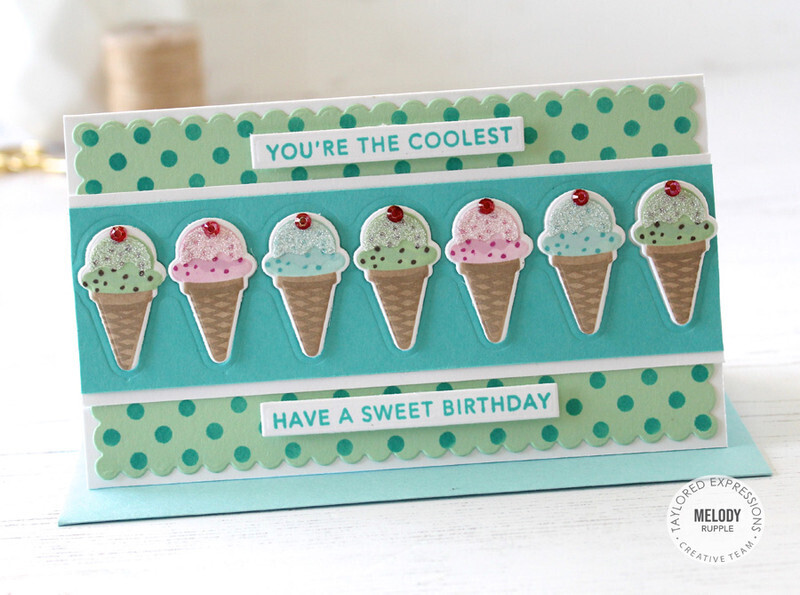 COMBO STENCILS Y SELLOS "SWEET SCOOPS"