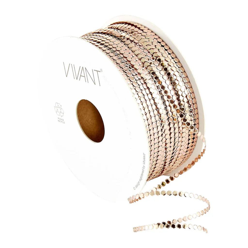VIVIENTE - CORDÓN METÁLICO DORADO ROSA  - 5 yardas