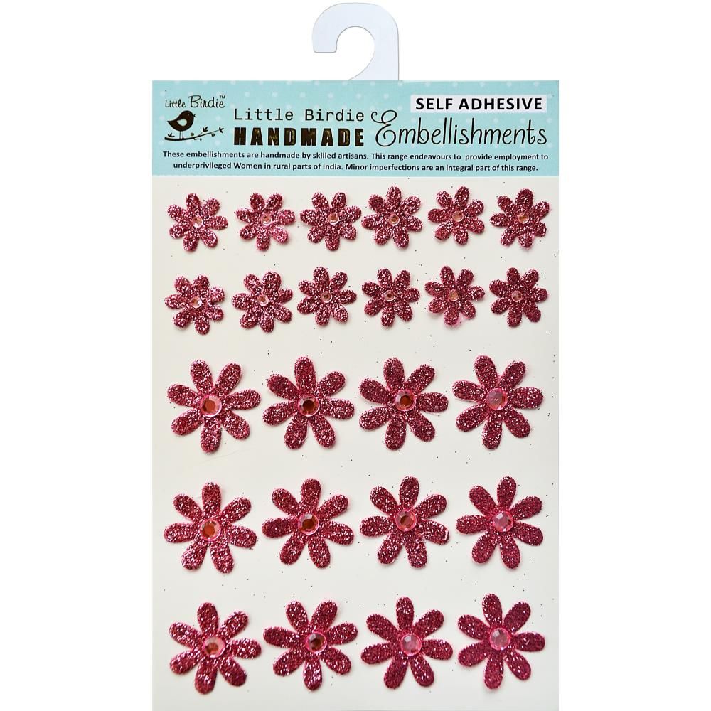 FLORECITAS GLITTER ROSADAS