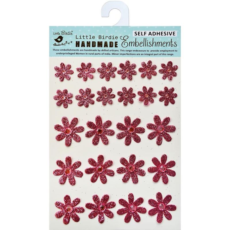 FLORECITAS GLITTER ROSADAS