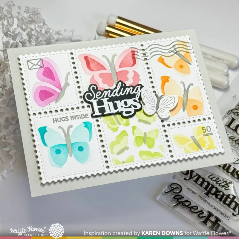 STENCIL POSTAGE COLLAGE BUTTERFLY