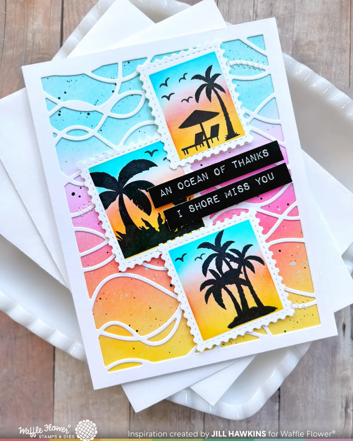 SELLOS POSTAGE COLLAGE TROPICAL SUNSET