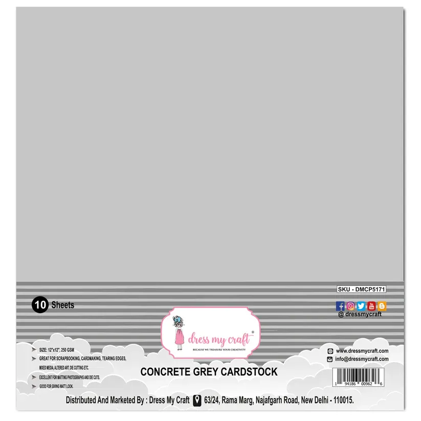 CARTULINA GRIS HORMIGÓN 12X12 - 250 GRM/M2