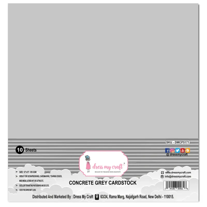 CARTULINA GRIS HORMIGÓN 12X12 - 250 GRM/M2