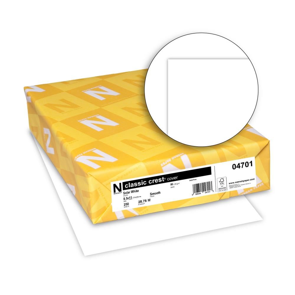 PAPEL NEENAH SOLAR WHITE 8.5X11&quot;  80 LBS  SUAVE (25 HOJAS)