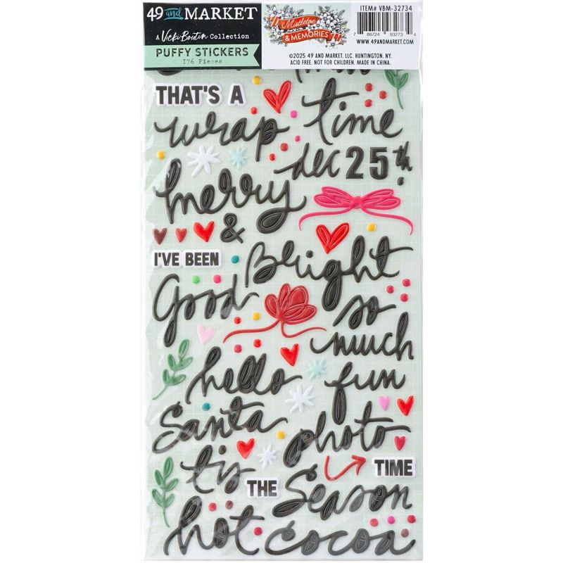 PUFFY STICKERS MISTLETOE AND MEMORIES