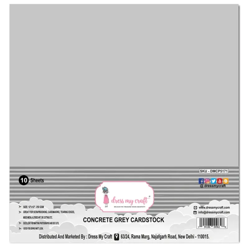 CARTULINA GRIS HORMIGÓN 12X12 - 250 GRM/M2