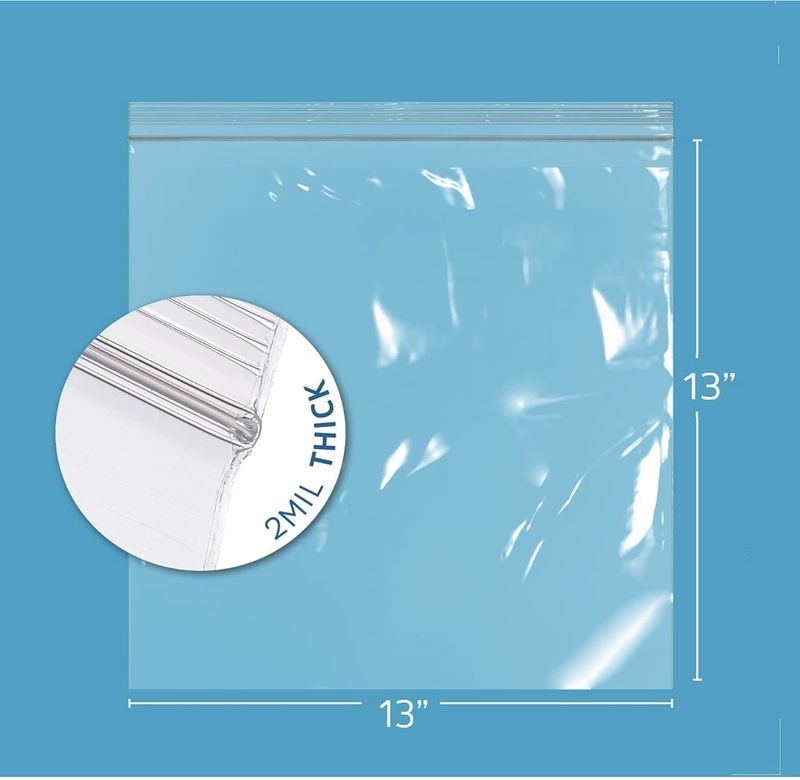 BOLSA PLÁSTICA CON CIERRE CREMALLERA 13"X13"