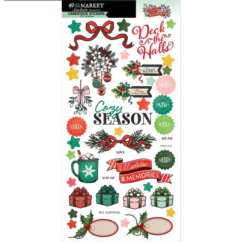 CARDSTOCK STICKERS MISTLETOE AND MEMORIES