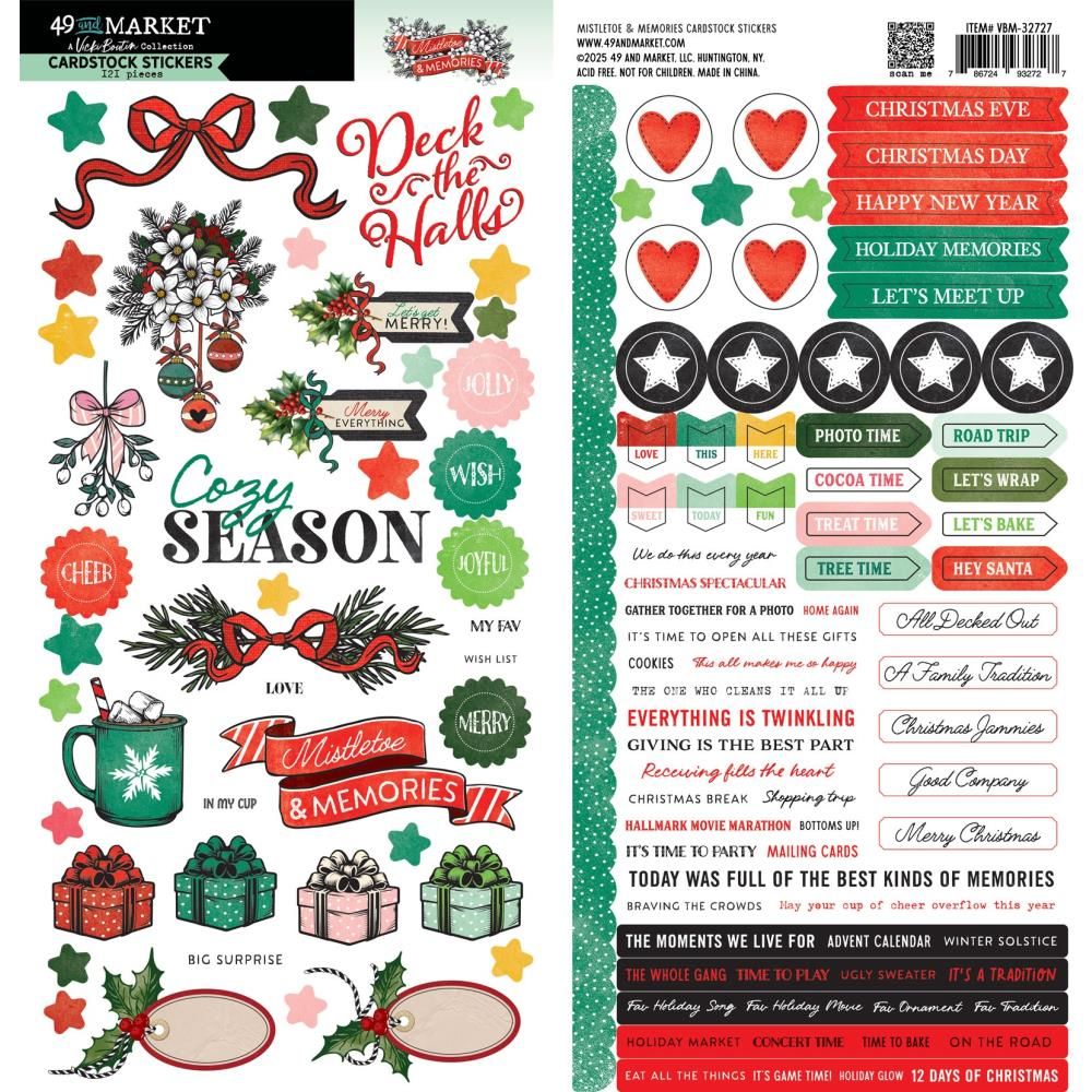 CARDSTOCK STICKERS MISTLETOE AND MEMORIES