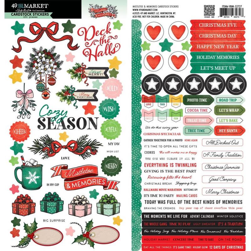 CARDSTOCK STICKERS MISTLETOE AND MEMORIES