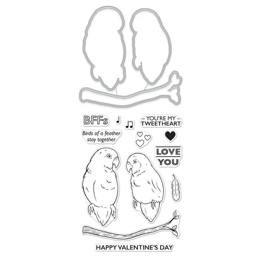 JUEGO DE SELLOS Y TROQUELES LOVE BIRDS