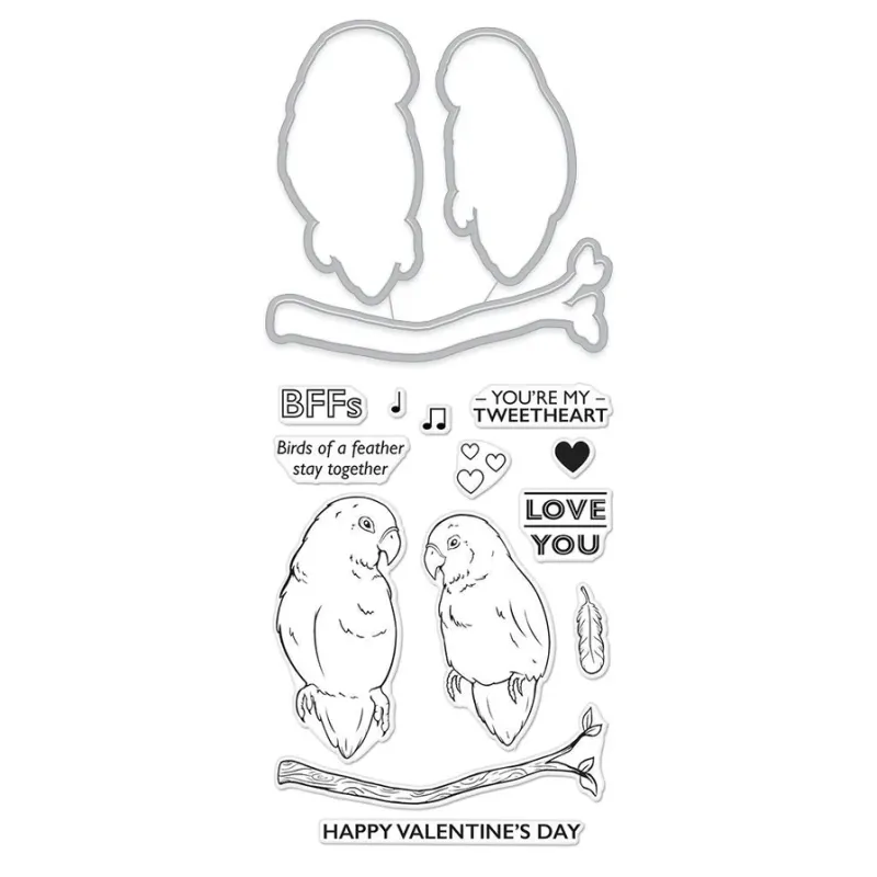 JUEGO DE SELLOS Y TROQUELES LOVE BIRDS