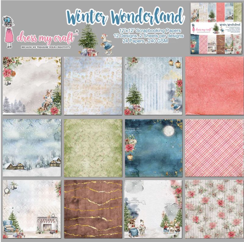 BLOC DE PAPEL 12X12 PAÍS DE LAS MARAVILLAS DE INVIERNO