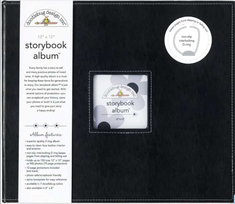ALBUM DOODLEBUG D-RING 12"X12" BEETLE BLACK