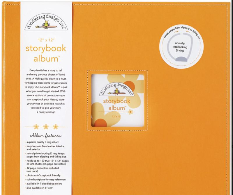 ALBUM DOODLEBUG D-RING 12"X12" TANGERINE