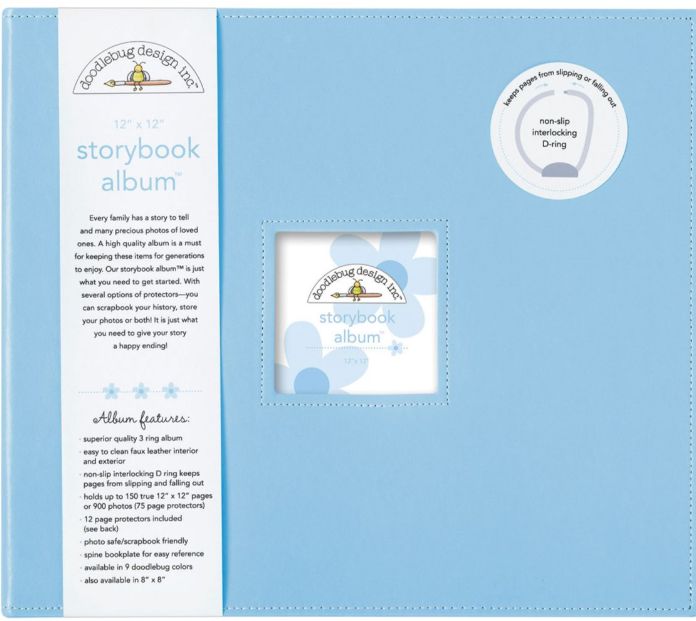 ALBUM DOODLEBUG D-RING 12"X12" BUBBLE BLUE