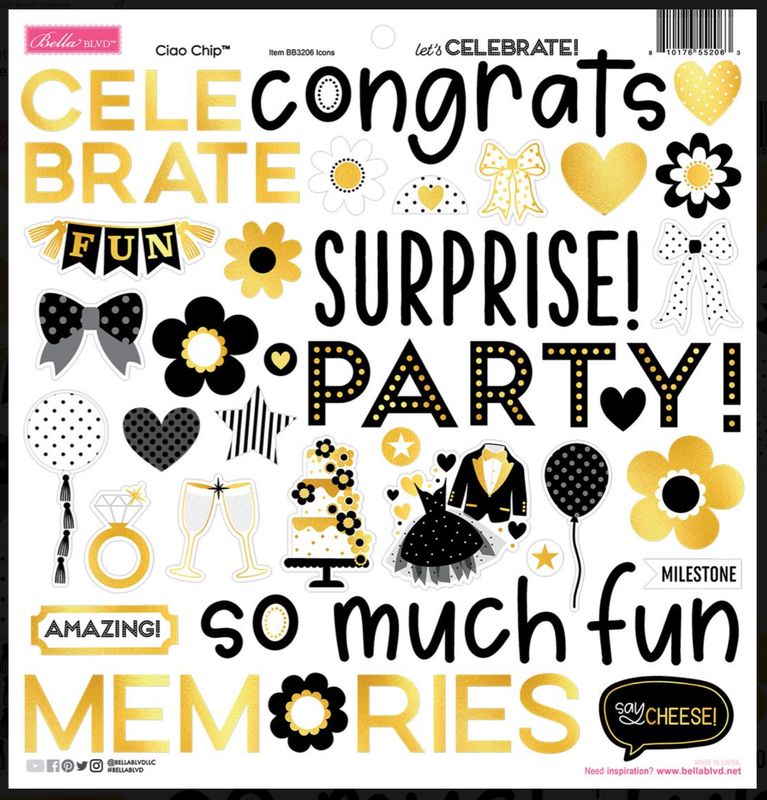 CHIPBOARD STICKERS LET'S CELEBRATE