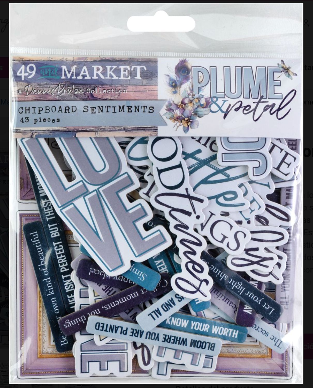 CHIPBOARD STICKERS PLUME &amp; PETAL