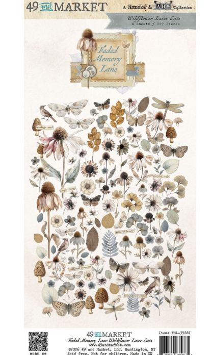LASER CUT OUTS WILDFLOWERS, FADED MEMORY LANE