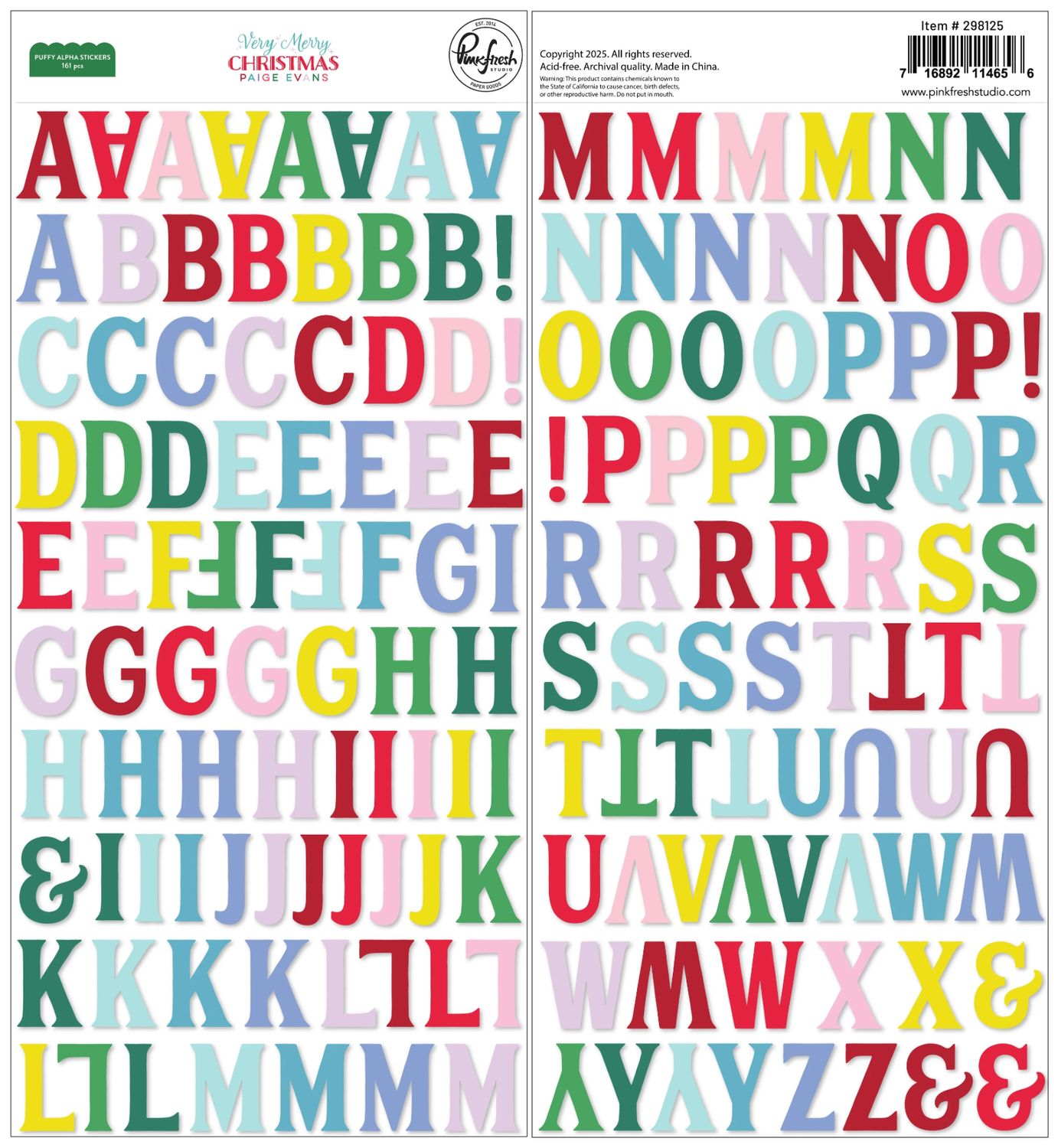 PUFFY ALPHA STICKERS VERY MERRY CHRISTMAS