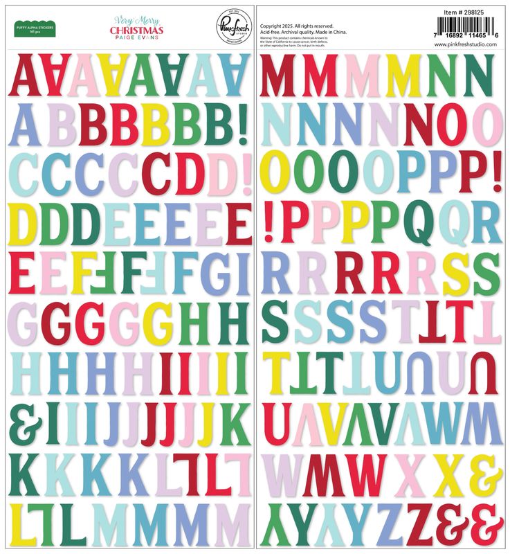 PUFFY ALPHA STICKERS VERY MERRY CHRISTMAS