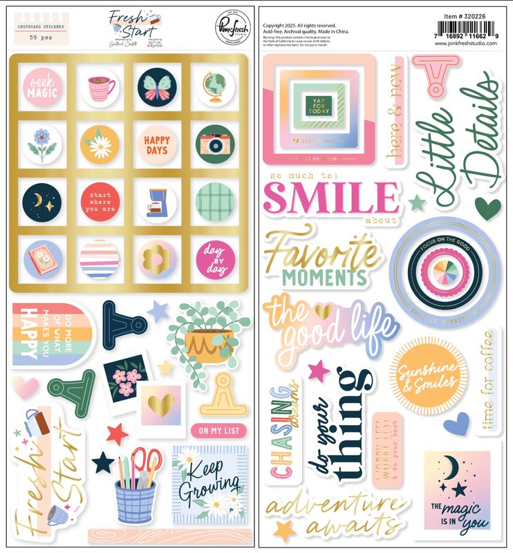 CHIPBOARD STICKERS FRESH START