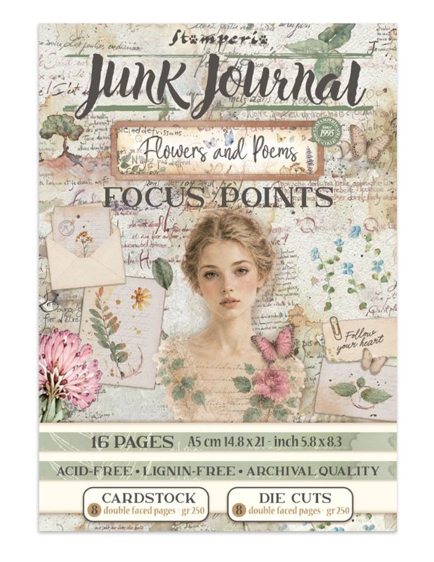 JUNK JOURNAL FLOWERS AND POEMS (A5 - 5.8"X8.3")
