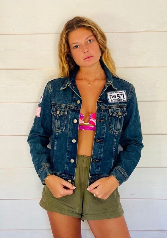 Women's personalized denim jacket US logo