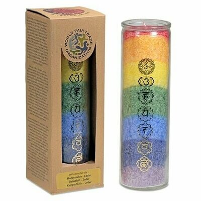 Fair Trade Chakra Candle in recycled Glass Jar 21CM