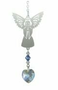 September Birthstone (Sapphire) Hanging Angel Suncatcher with Swarovski Crystal heart