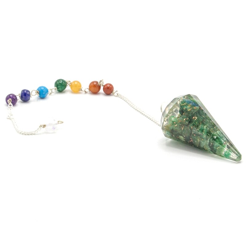 Orgonite Green Aventurine Pendulum with chakra chain