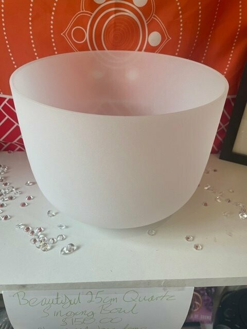 Frosted Quartz Crystal Singing Bowl 25cm