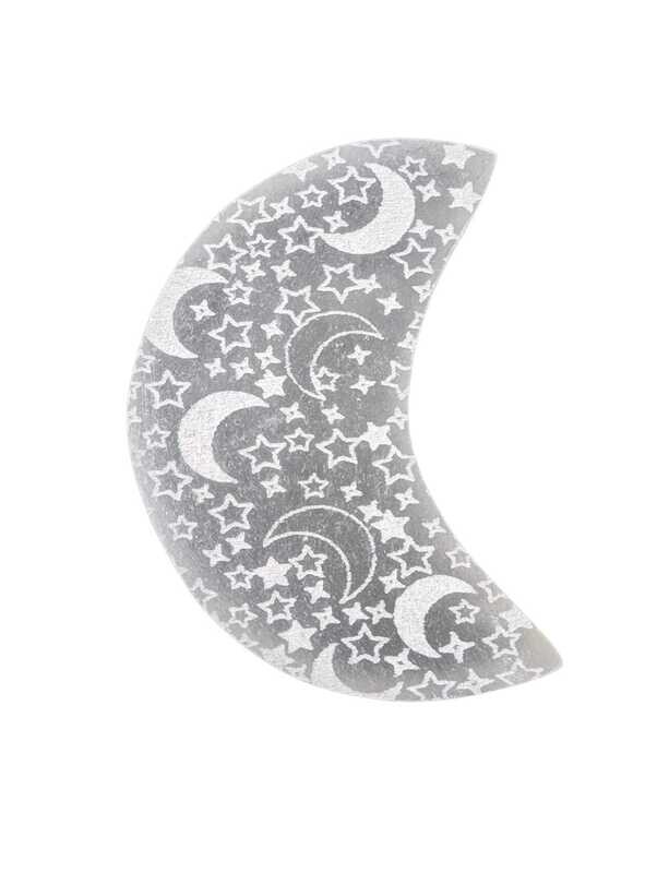 Moon engraved Selenite (satin spar) Cleansing Plate