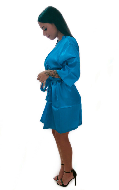 Azure silk robe
