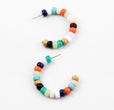 Rainbow Beads Hoops
