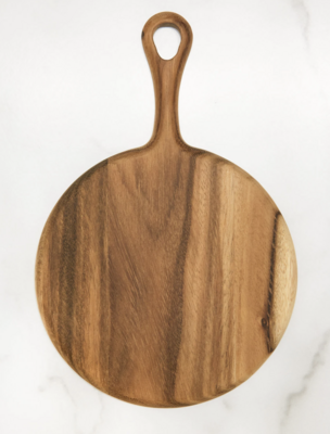  Small Acacia Round Board With Short Handle