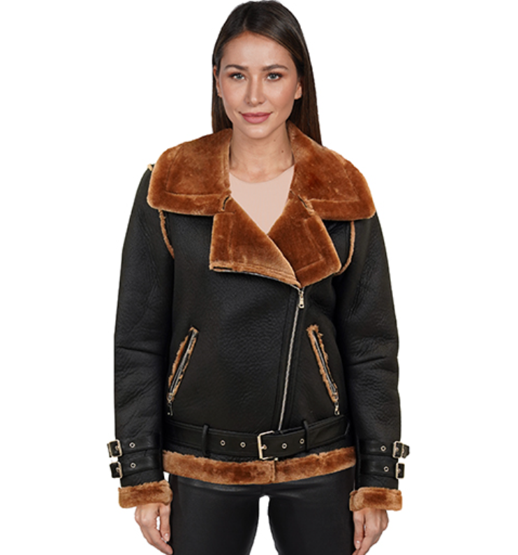 Faux Leather Jacket with Faux Fur